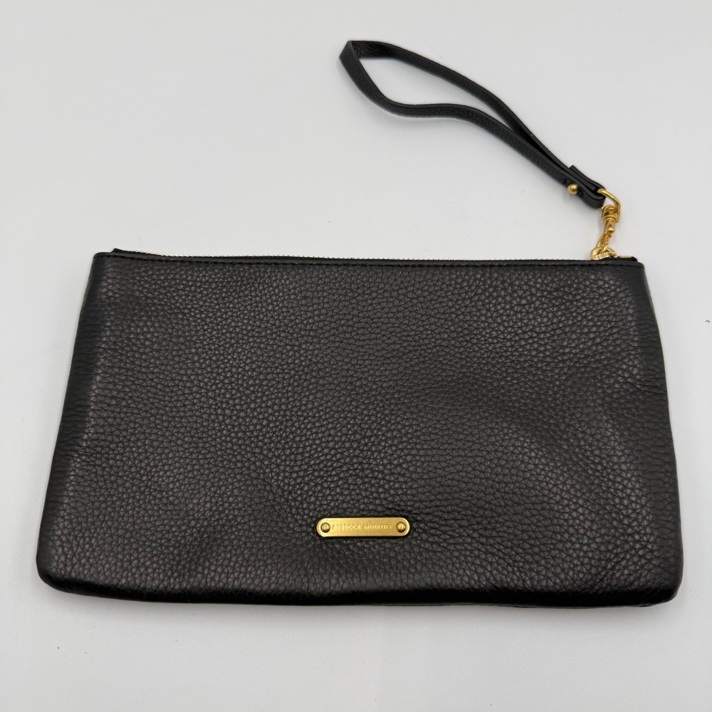 Rebecca Minkoff Studded Wristlet OS Black Pebbled Leather Edgy Rockstar Clutch